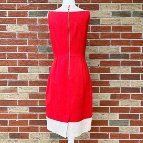♠️ kate spade James Color Block Red Orange Coral Cream Sleeveless Sheath Dress - Picture 6 of 14